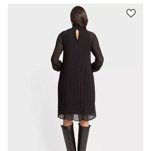 NWT Seraphine Black Pleated Bishop Sleeve Dress - Picture 3 of 11